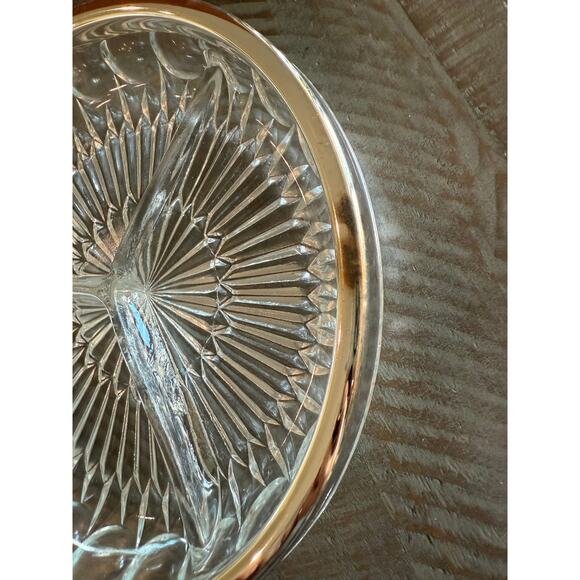 Mid Century Leonard Silver Plate Crystal Divided Bowl Nut Candy Dish 8.75x1.75 - Picture 3 of 7